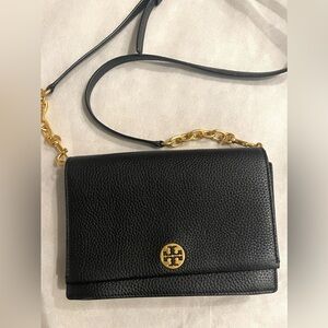 Tory Burch Black Crossbody Bag with Gold Chain